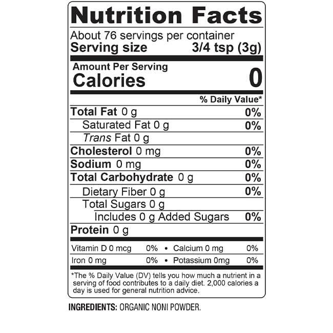 BareOrganics raw organic noni fruit superfood powder dietary supplement packaging