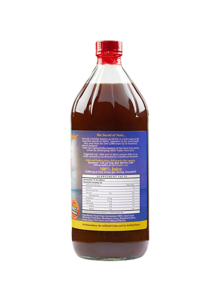 Tahiti Trader high potency organic noni juice liquid supplement nutrition facts label