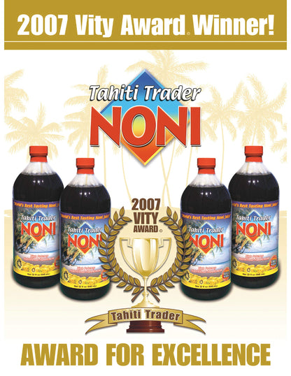 Four pack of Tahiti Trader organic noni juice thirty two ounces liquid bottles