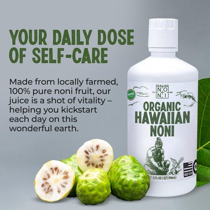 Healing Noni certified organic unpasteurized noni fruit supplement bottle showcasing clean label details