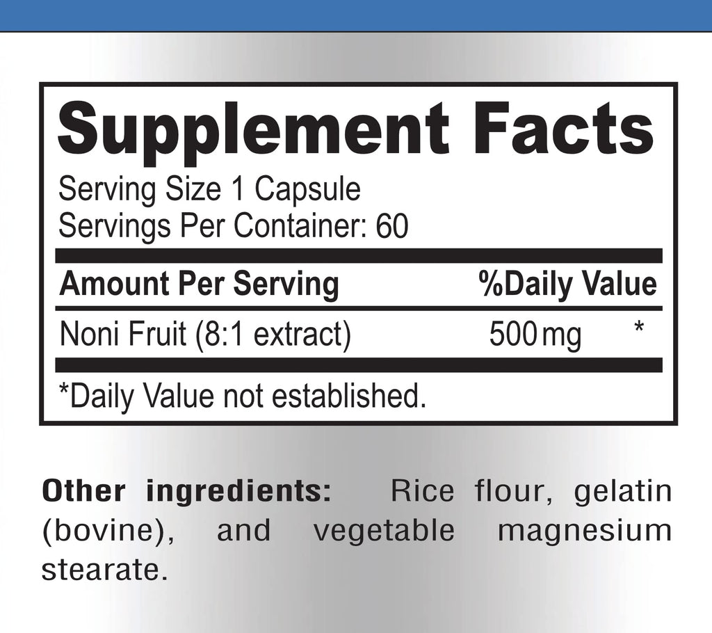 YUMMYVITE premium noni fruit extract dietary supplement bottle for daily stamina