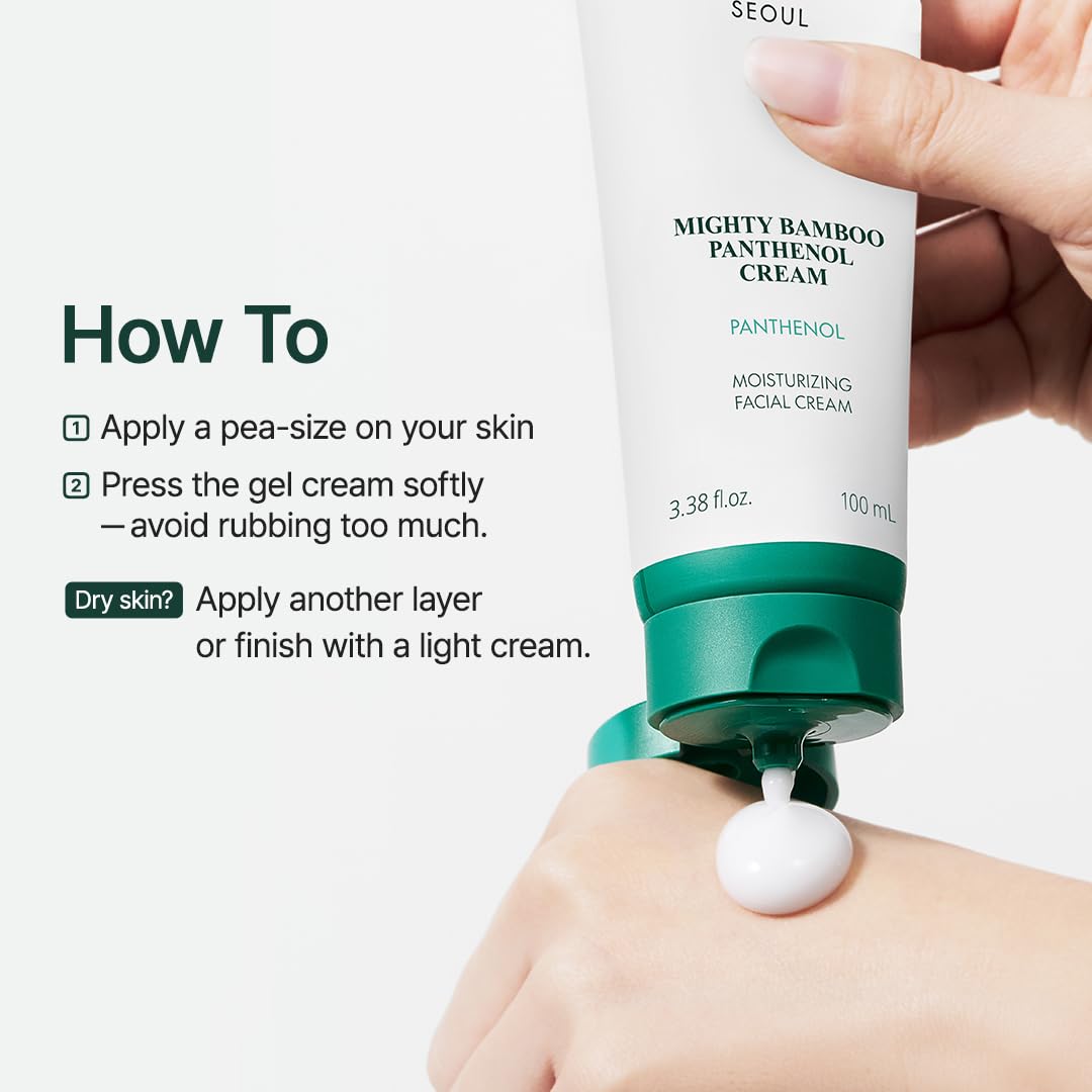 Purito panthenol barrier recovery cream tube next to fresh bamboo elements