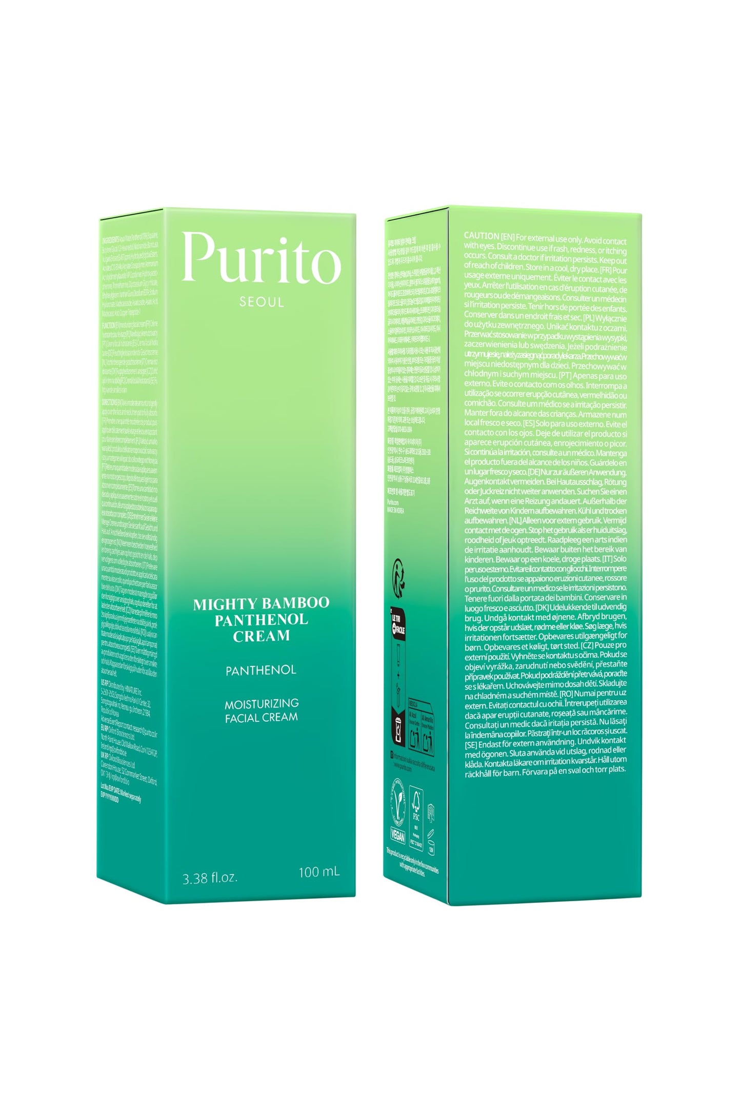 Purito 100ml post acne cream showing authentic USA import labeling