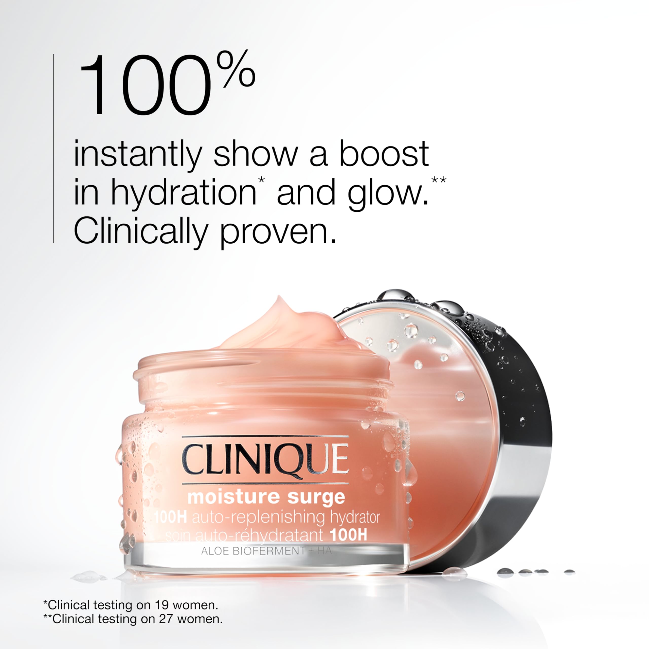 Clinique oil-free hydrator tub packaging opened showing the smooth gel-cream texture