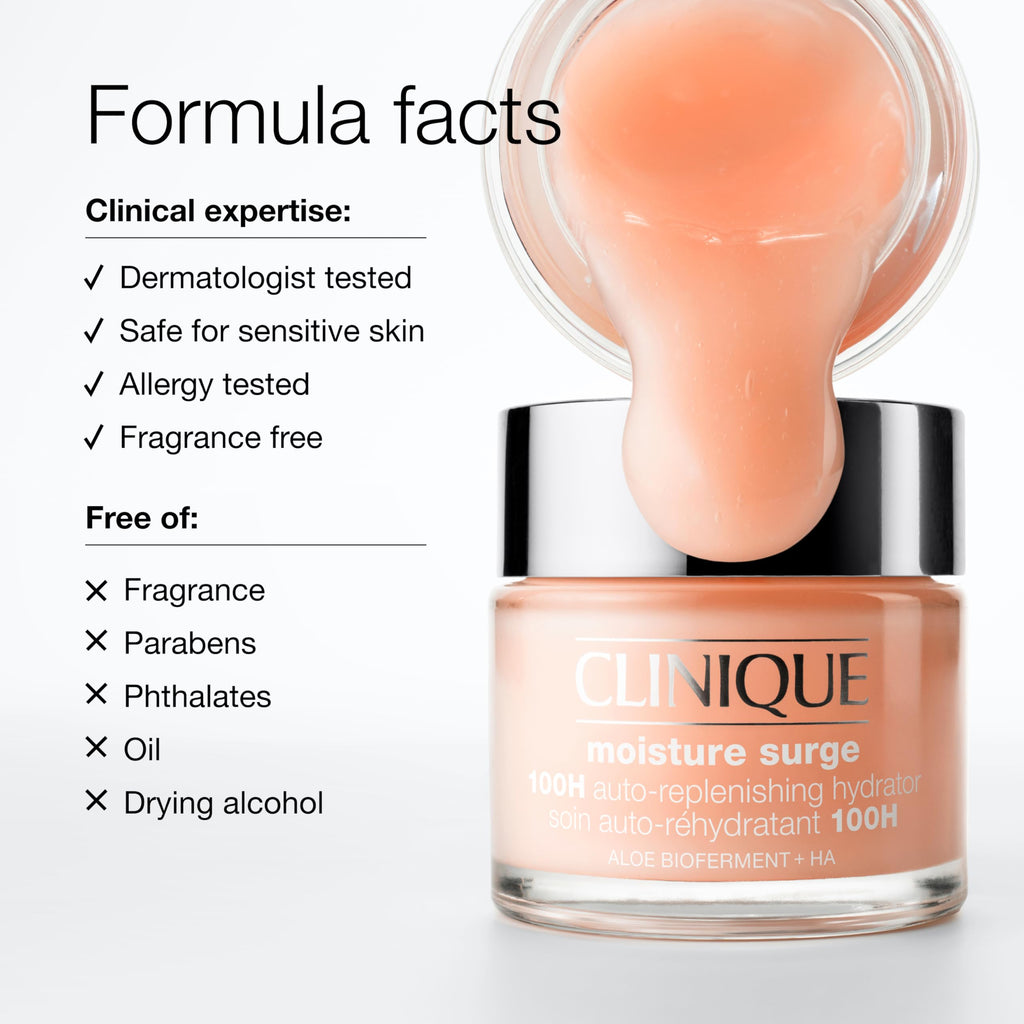 Clinique Moisture Surge 100H Hydrator jar opened showing inner formulation
