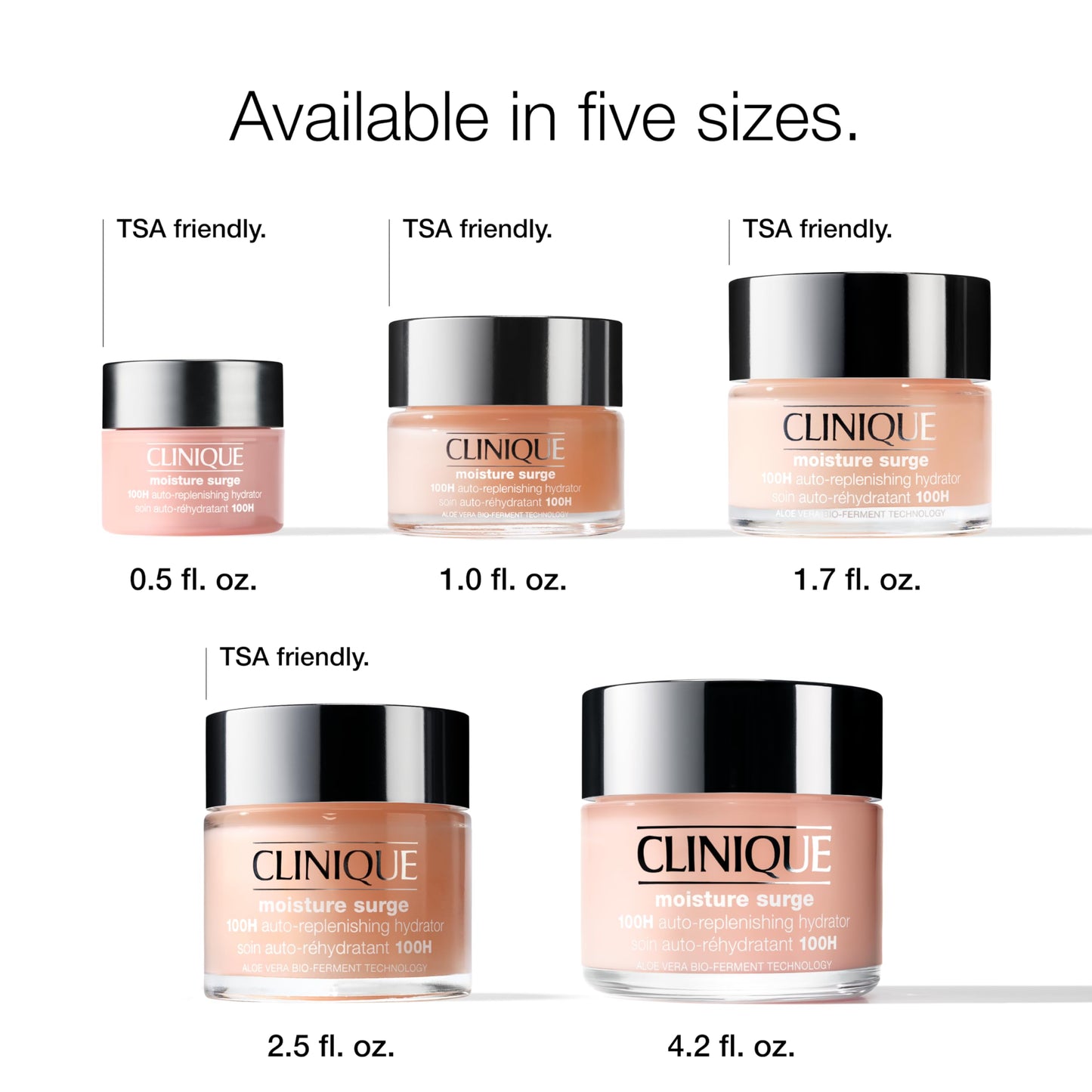 Authentic Clinique auto-replenishing face hydrator jar listing key ingredients like hyaluronic acid
