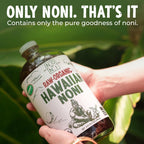 Healing Noni raw unpasteurized liquid dietary supplement bottle back directions