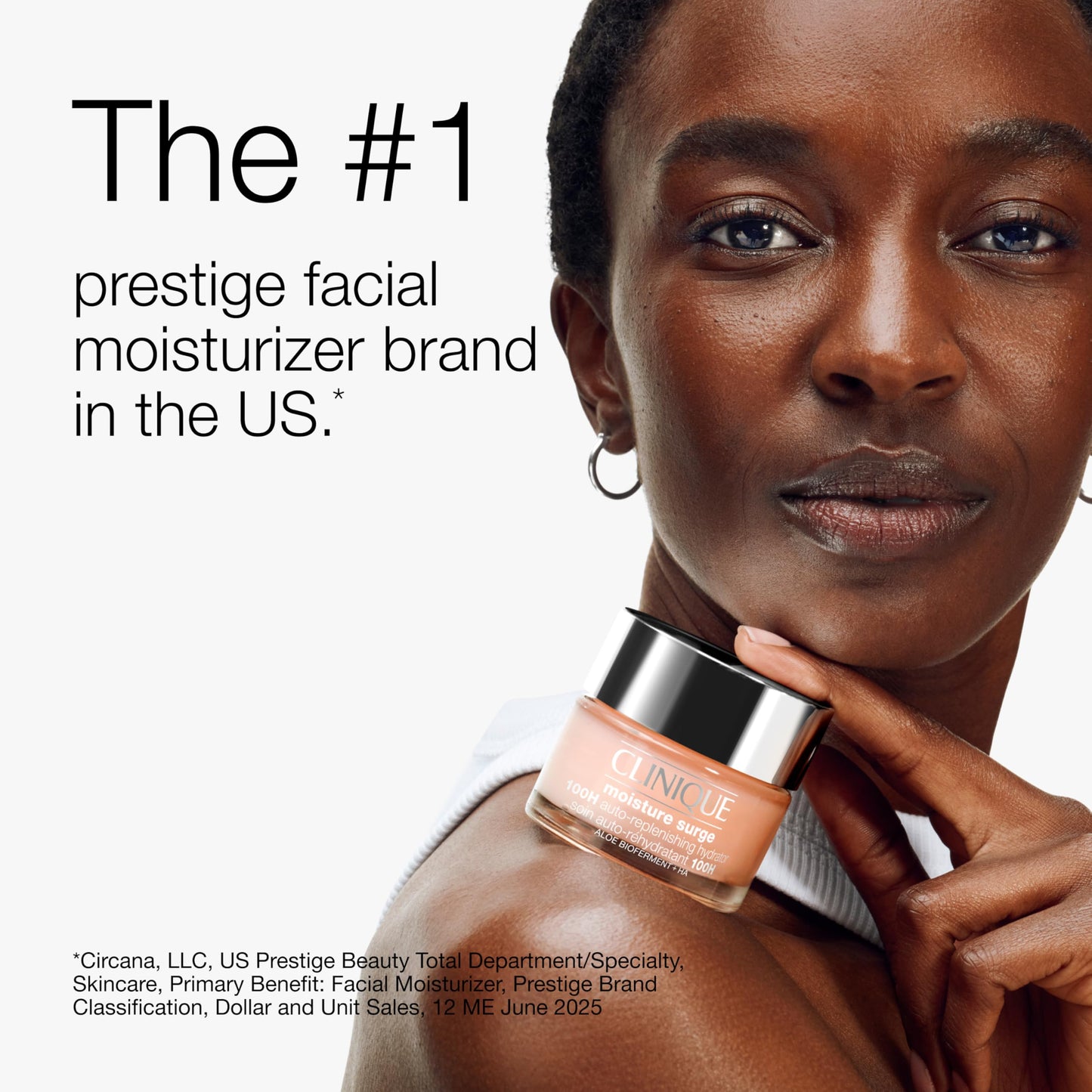 Top down angle of the Clinique oil-free facial hydrator showing the silver reflective lid cap