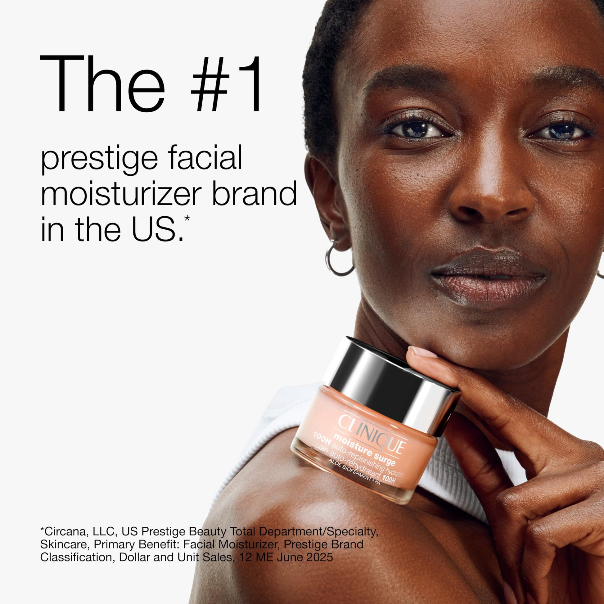 Top down angle of the Clinique oil-free facial hydrator showing the silver reflective lid cap