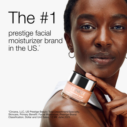 Top down angle of the Clinique oil-free facial hydrator showing the silver reflective lid cap