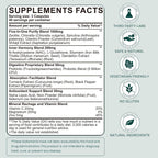 Close up of KEDISOM daily antioxidant wellness bottle highlights featuring noni and spirulina ingredients