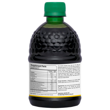 Back label of Pure Nutrition Noni Gold showing herbal ingredients like garcinia and amla