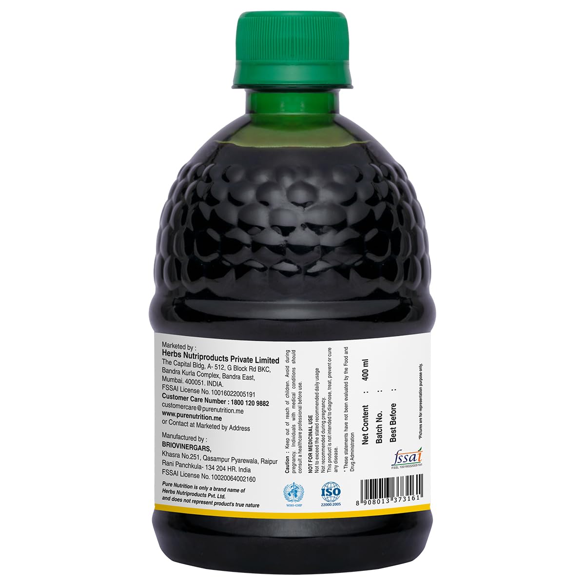 Pure Nutrition sugar free noni juice bottle demonstrating secure packaging and authentic product seal