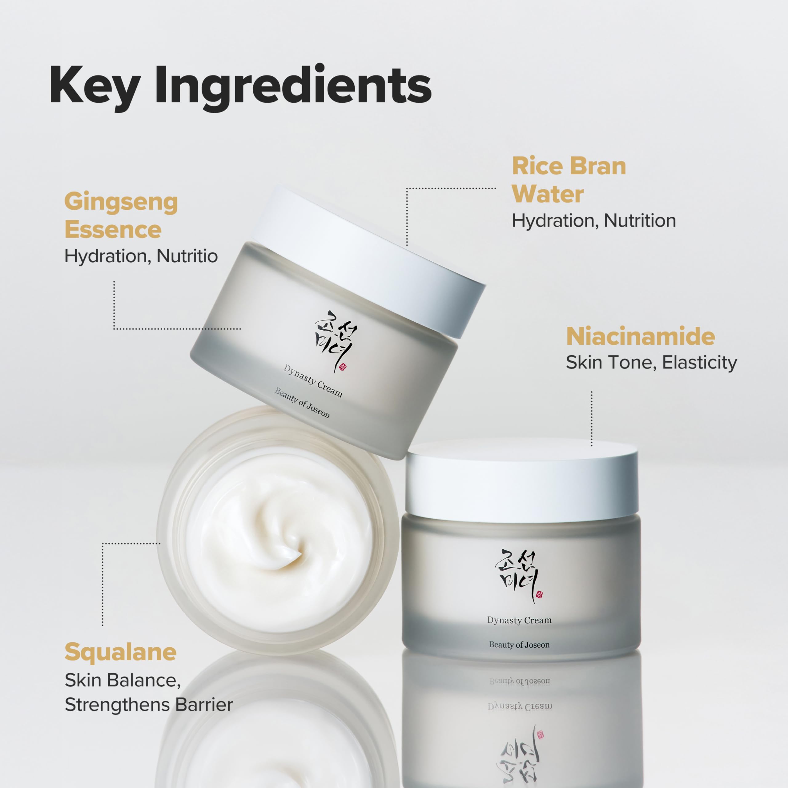 Beauty of Joseon Dynasty Cream being applied to show its dewy glowing finish
