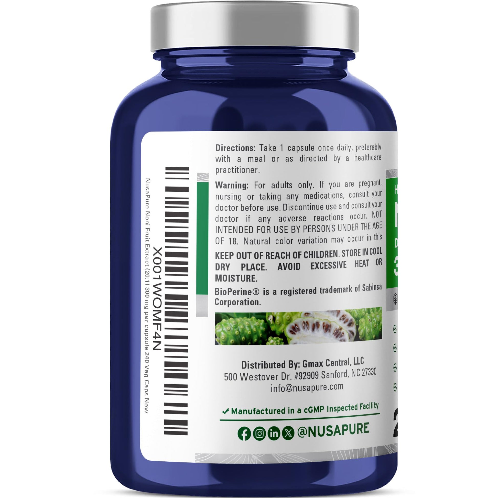 NusaPure Noni 20 to 1 extract equivalent to 6000 milligrams health benefits panel