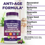Liberty Lifestyle advanced anti aging supplement capsules showing 120 count nutritional value