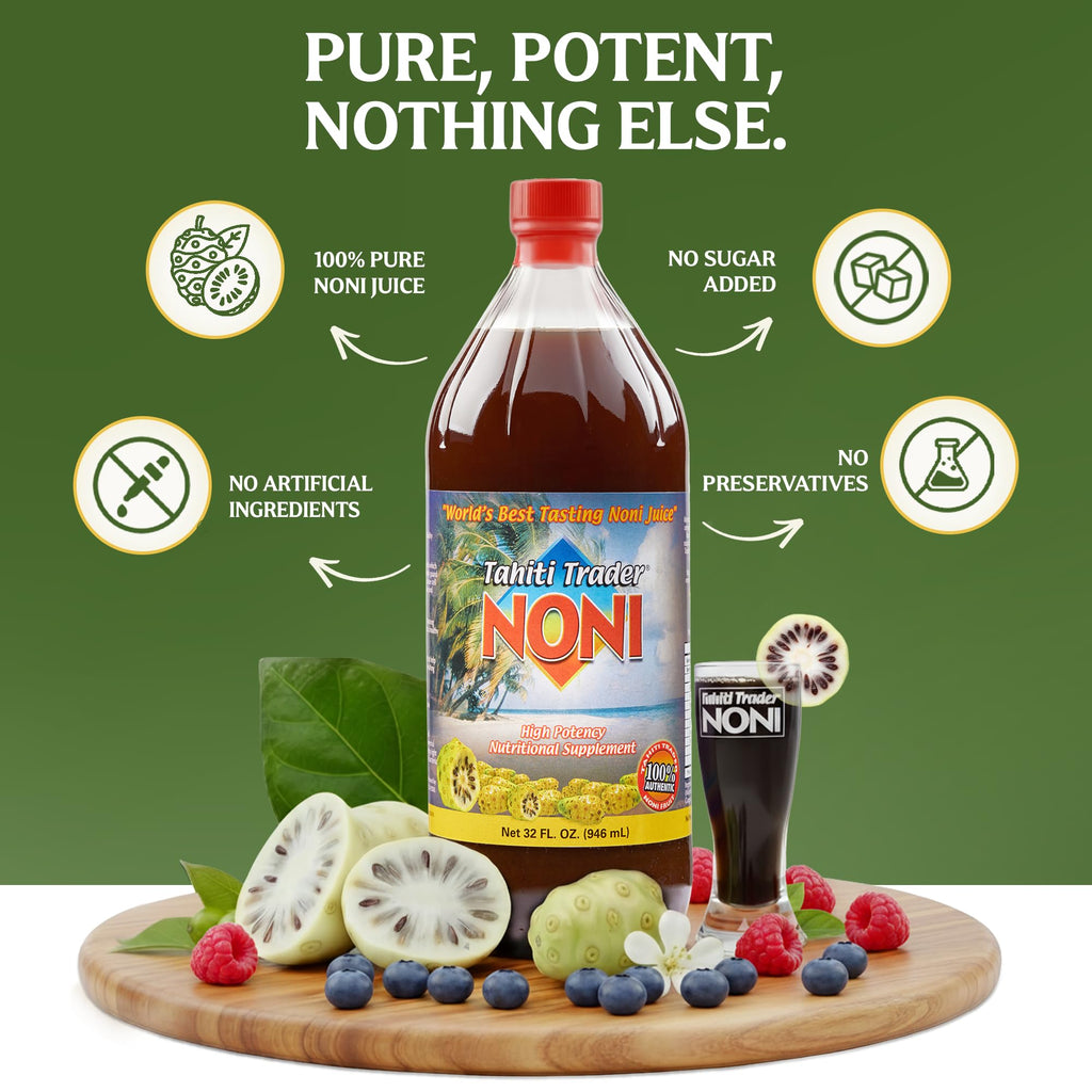 Organic high potency noni liquid juice ingredient details and nutrition label view