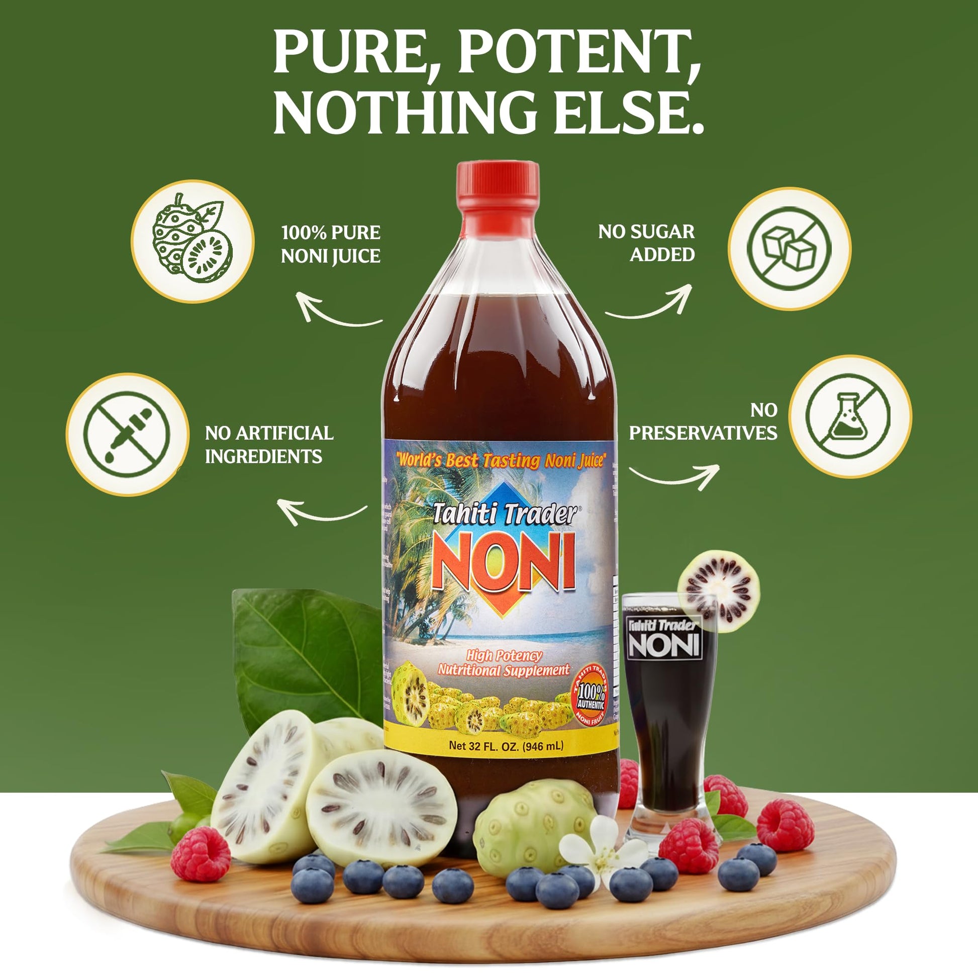 Organic high potency noni liquid juice ingredient details and nutrition label view