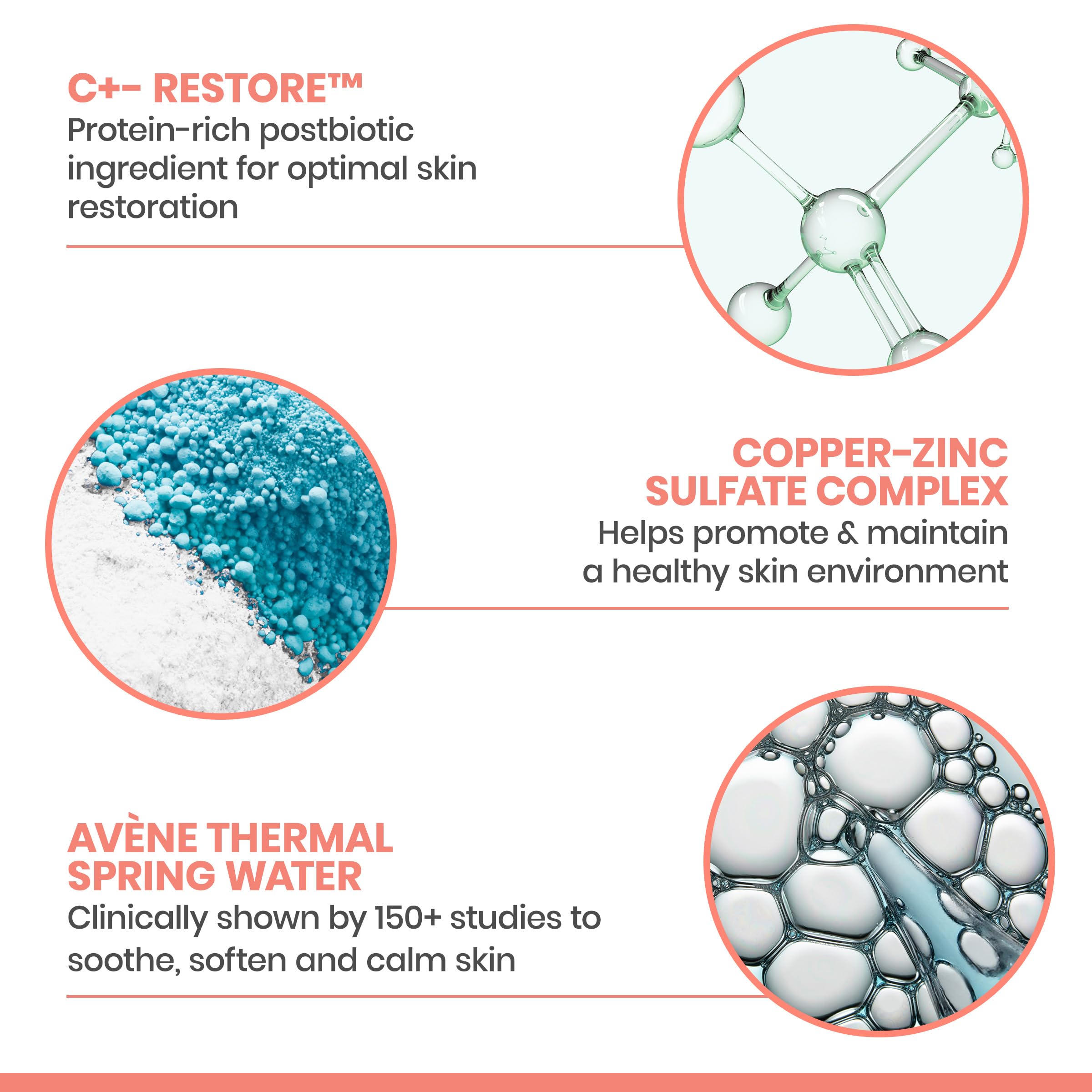 Back label of Avene Cicalfate Plus Restorative Protective Cream listing product information
