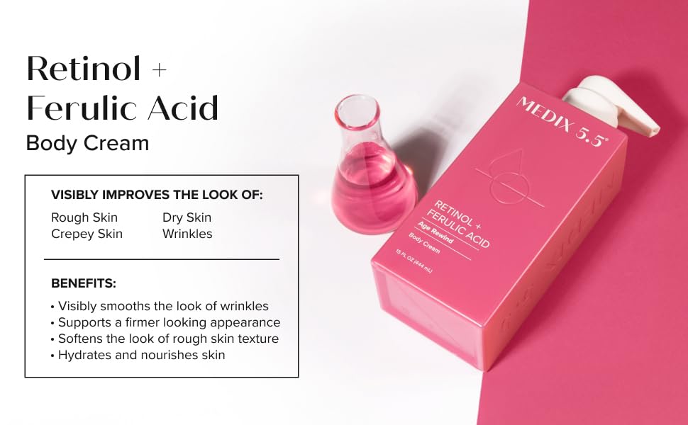 Vegan and cruelty free logo on Medix Retinol lotion bottle