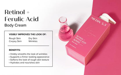 Vegan and cruelty free logo on Medix Retinol lotion bottle