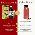 Authentic organic noni berry juice liquid supplement close up