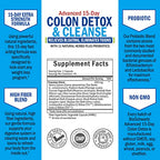 BioSchwartz fifteen day advanced intestinal cleanse supplement bottle showing supplement facts list