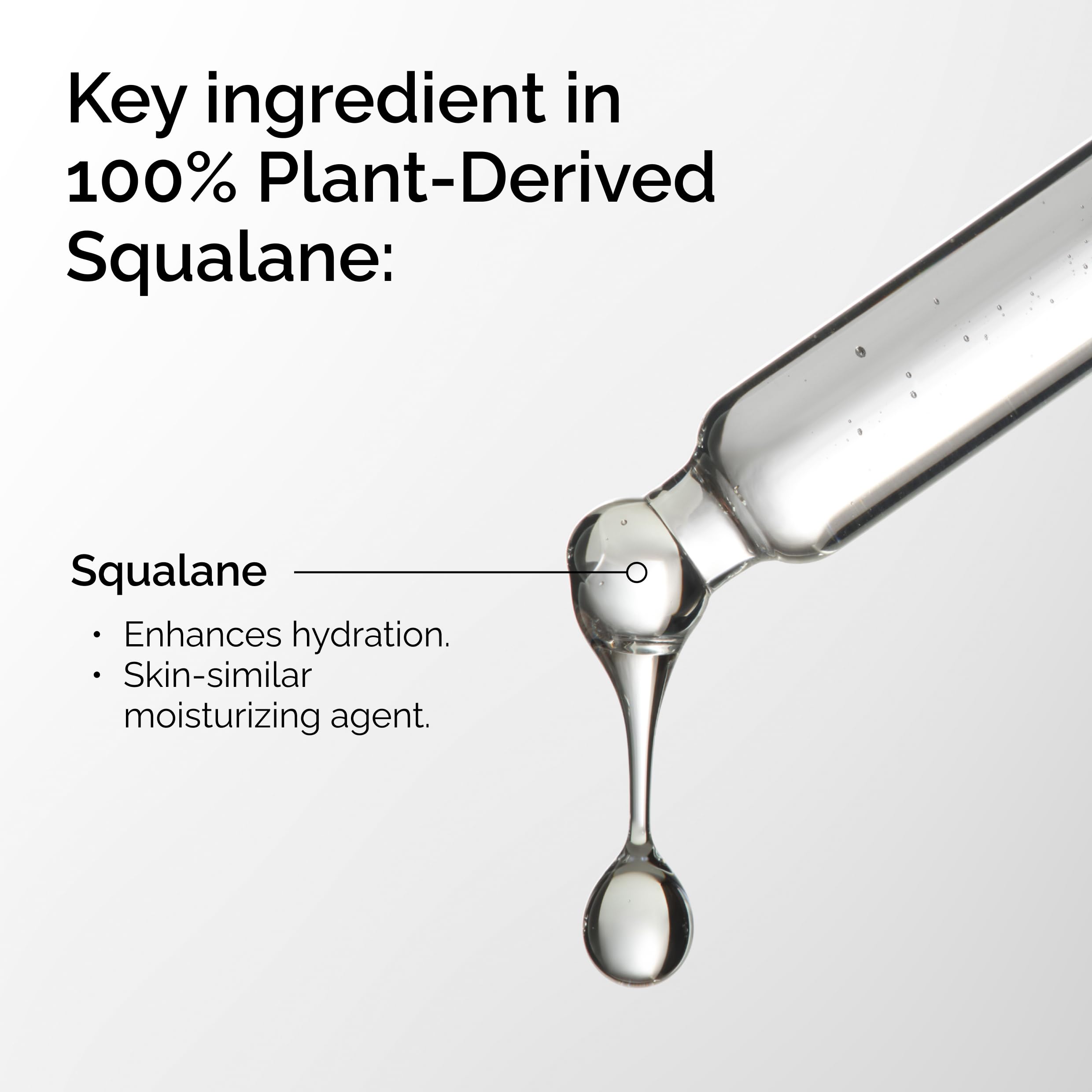 Pure plant-derived squalane oil serum for face and hair moisture barrier support.