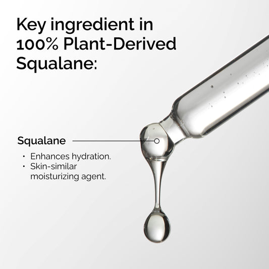 Pure plant-derived squalane oil serum for face and hair moisture barrier support.