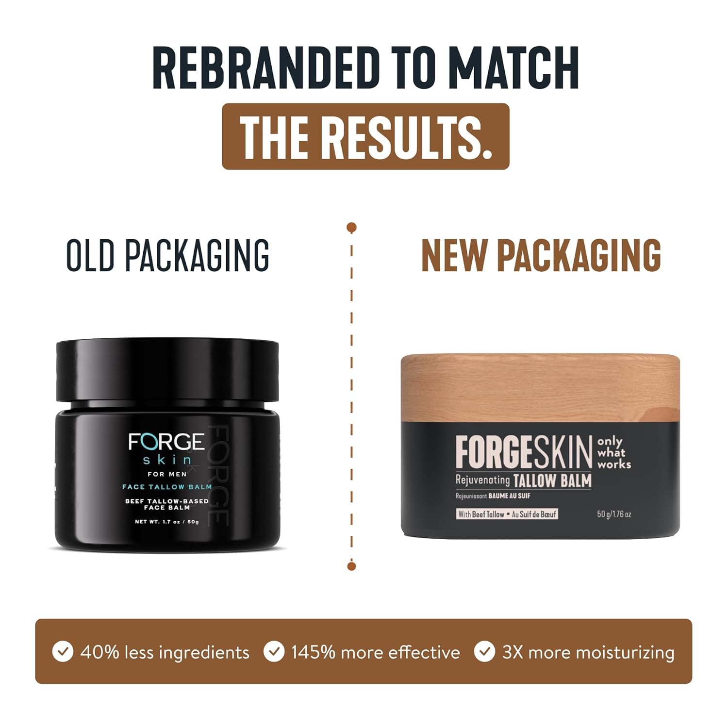 Forge Skin natural beef tallow face cream for men showing the texture of the balm