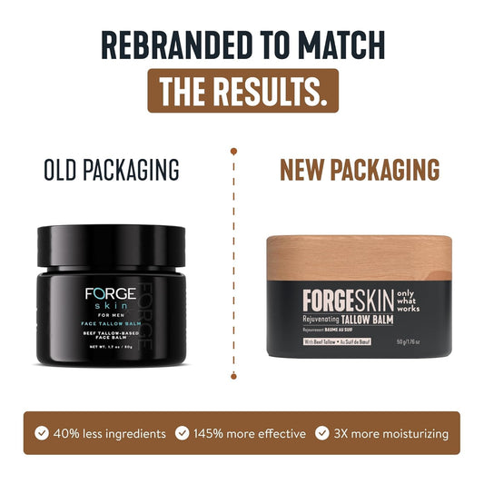 Forge Skin natural beef tallow face cream for men showing the texture of the balm