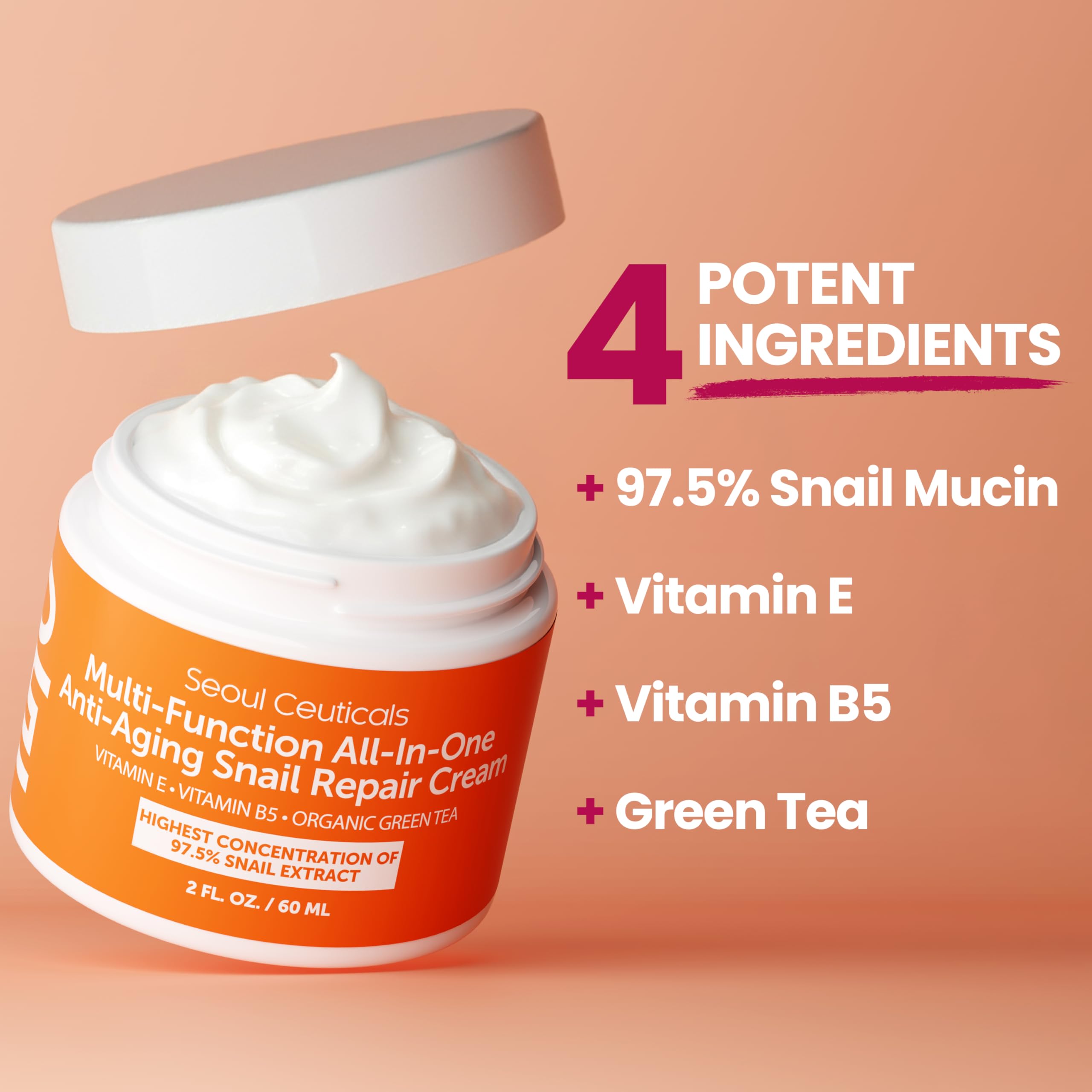 Authentic USA imported Seoul Ceuticals snail moisturizer box layout
