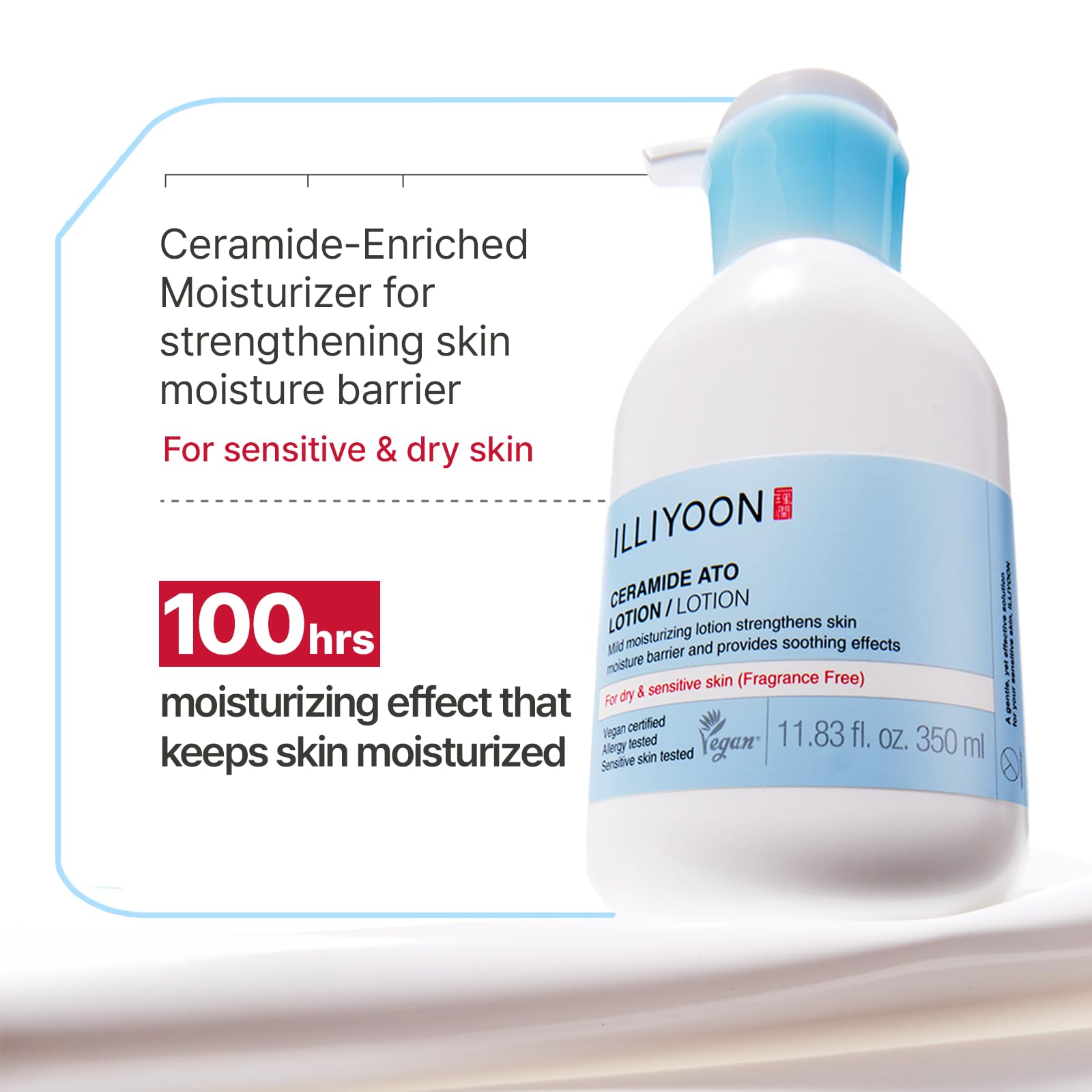 Lightweight texture of Illiyoon Ceramide Ato Lotion being squeezed out for dry skin hydration