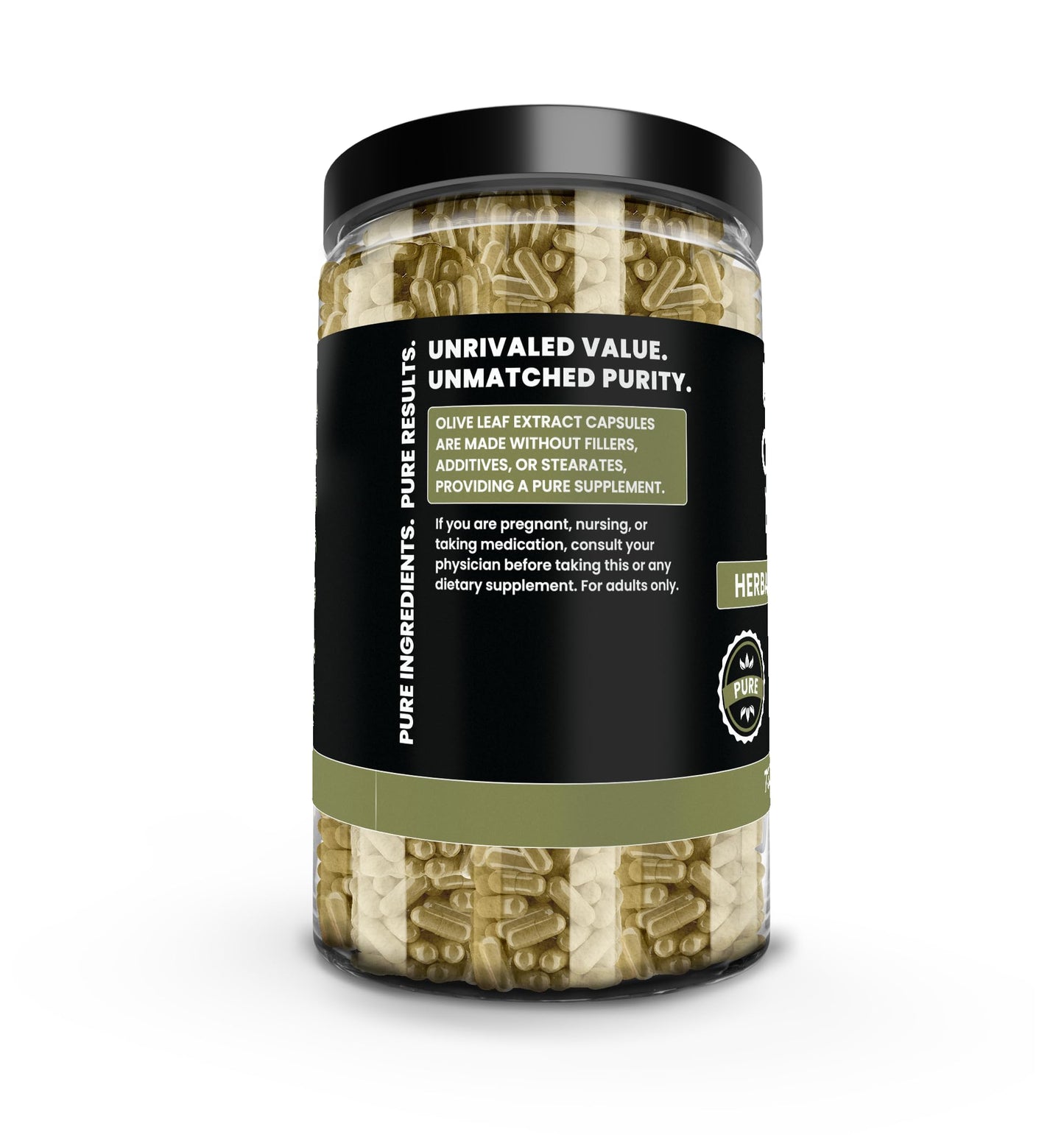 Premium USA imported olive leaf extract capsule container for immune support