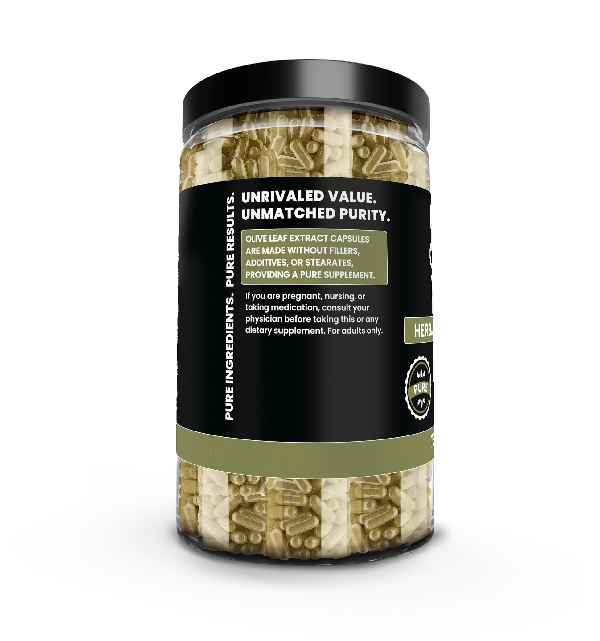 Premium USA imported olive leaf extract capsule container for immune support