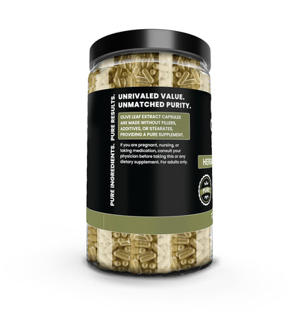 Premium USA imported olive leaf extract capsule container for immune support