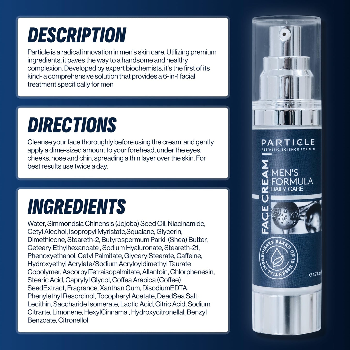 Particle anti-wrinkle cream for men on an e-commerce product display background
