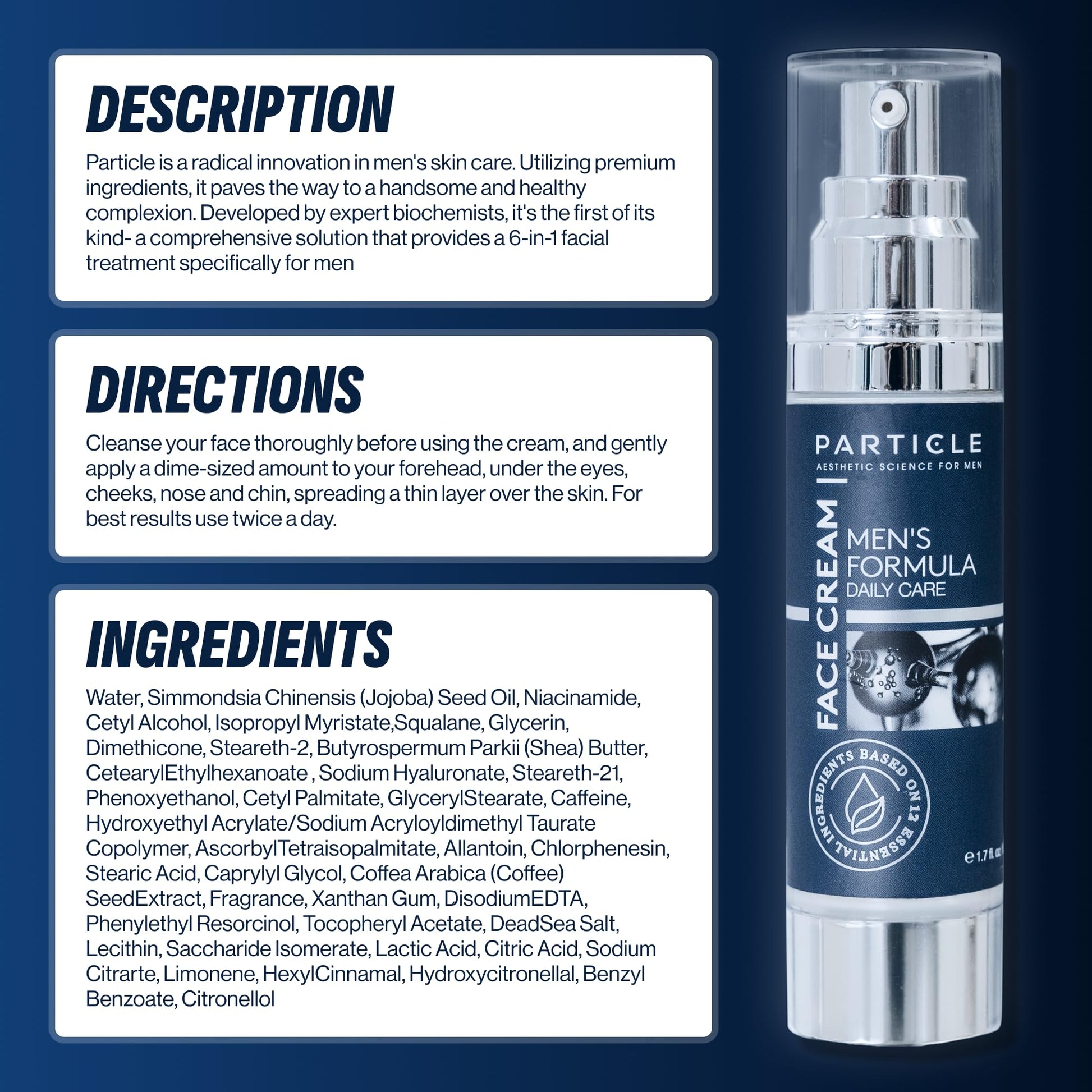 Particle anti-wrinkle cream for men on an e-commerce product display background