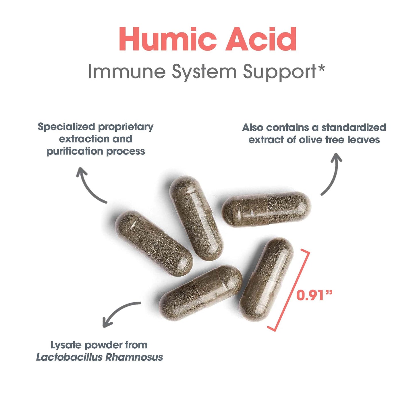 Side view of Allergy Research Group Humic Monolaurin showing allergen free warnings