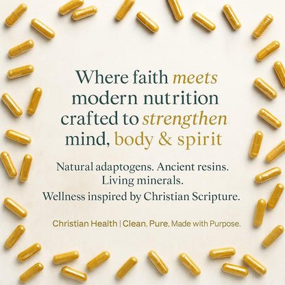 Bioregen faith-inspired herbal supplement bottle detailing the complete list of premium ingredients.