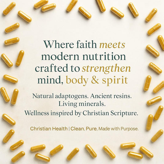 Bioregen faith-inspired herbal supplement bottle detailing the complete list of premium ingredients.