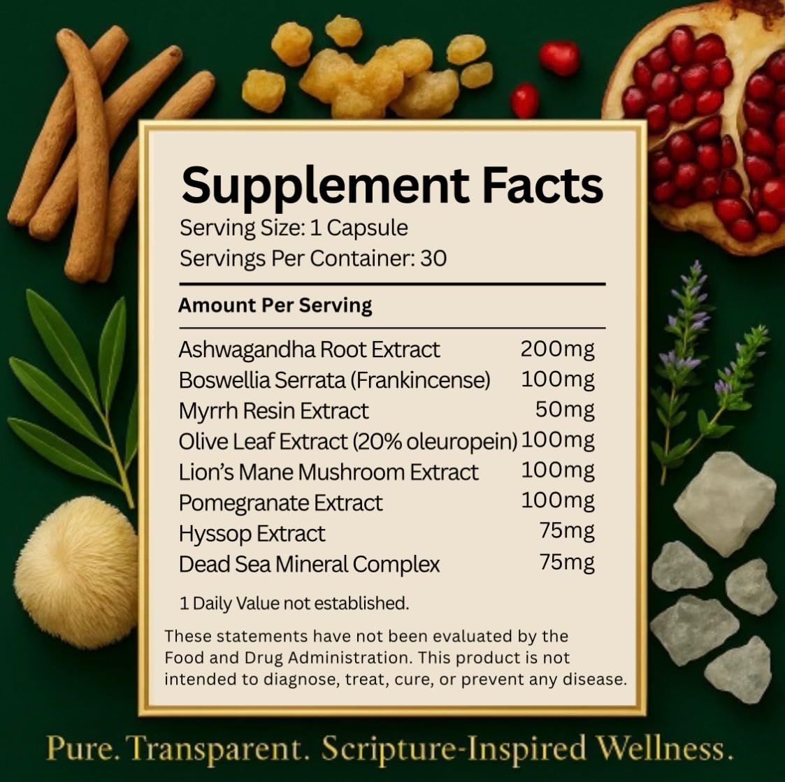 Bioregen co plant-based adaptogen capsules displaying the non-GMO and 100 percent vegan product certifications.