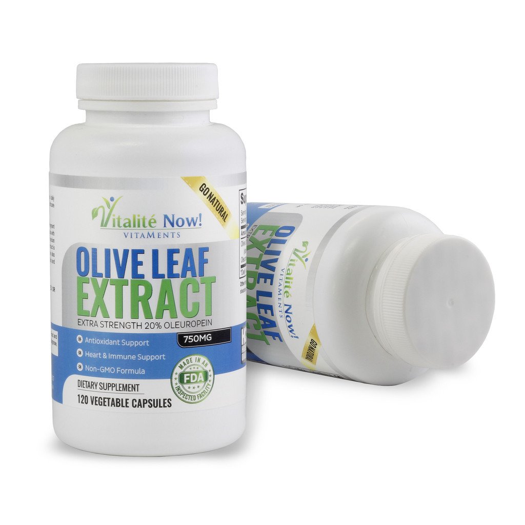 VitalitÃ© Now Olive Leaf Extract 750mg supplement facts label