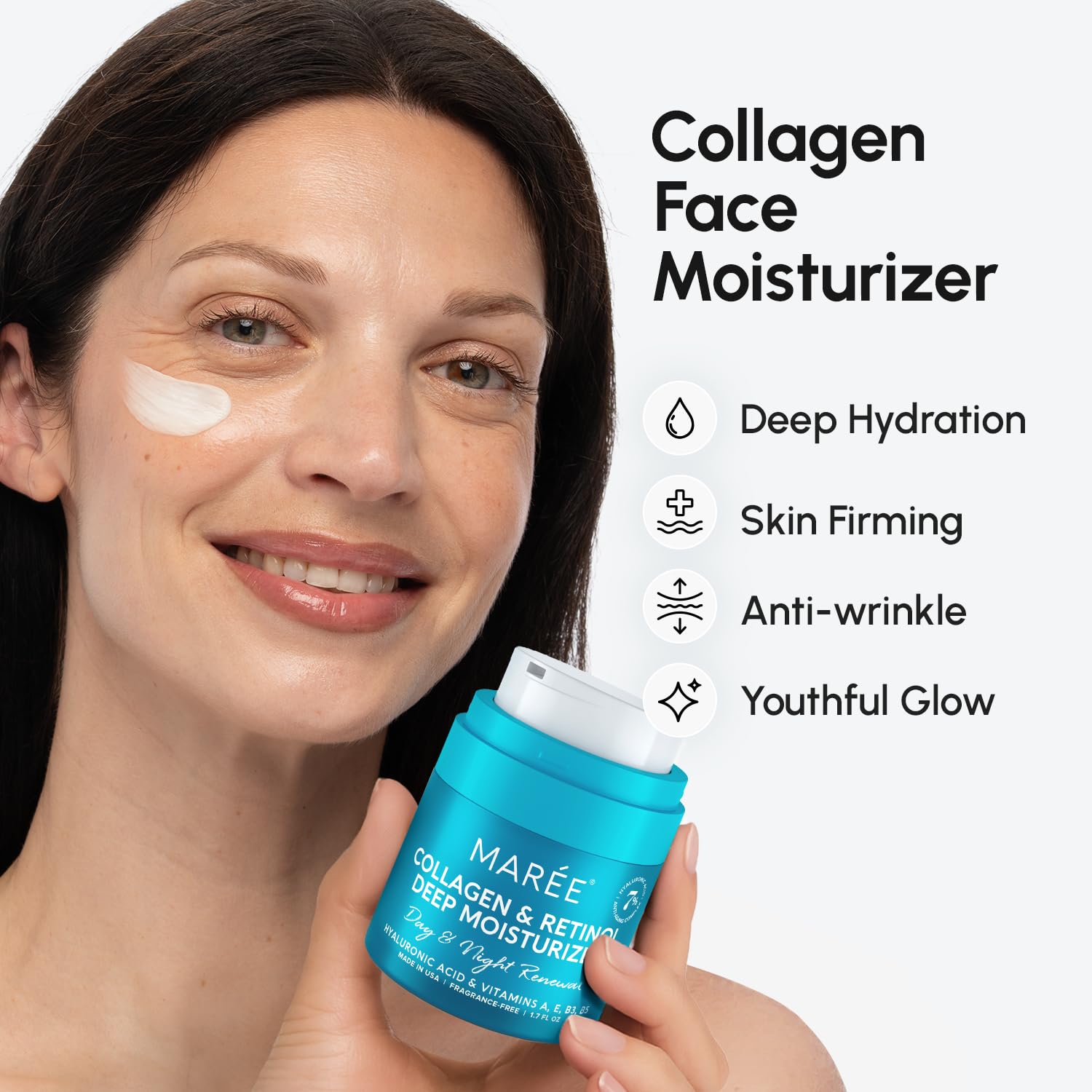MAREE anti-aging facial moisturizer cream texture showing smooth formula