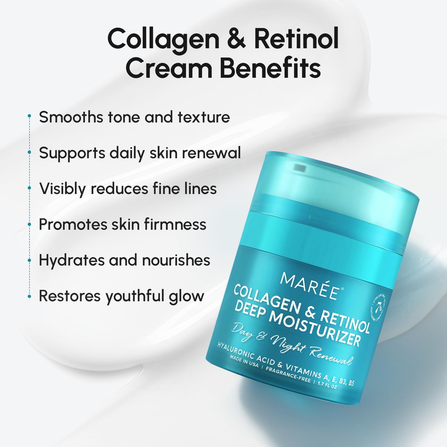 MAREE retinol face cream ingredients label and directions view