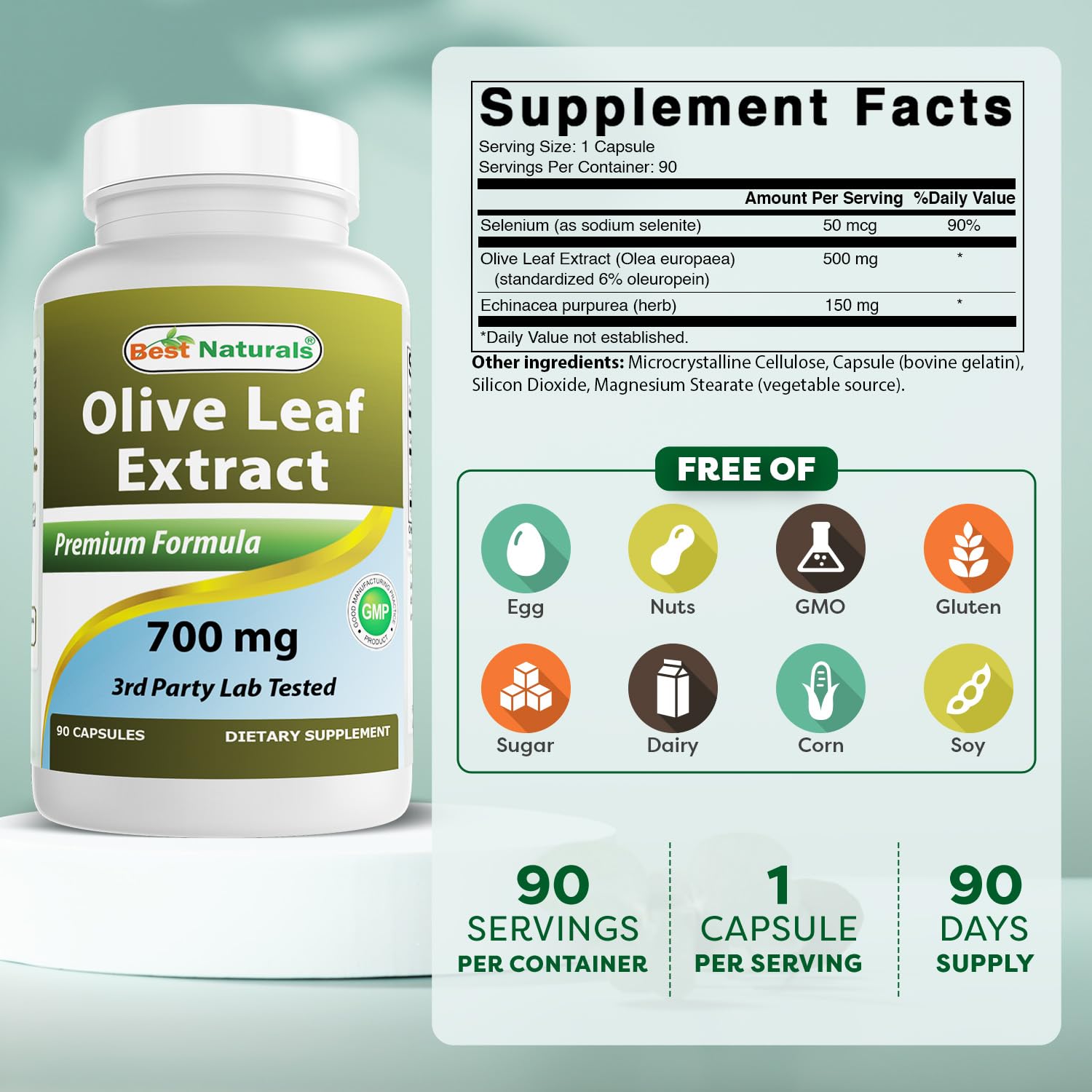 Best Naturals immune support supplement 90 capsules label