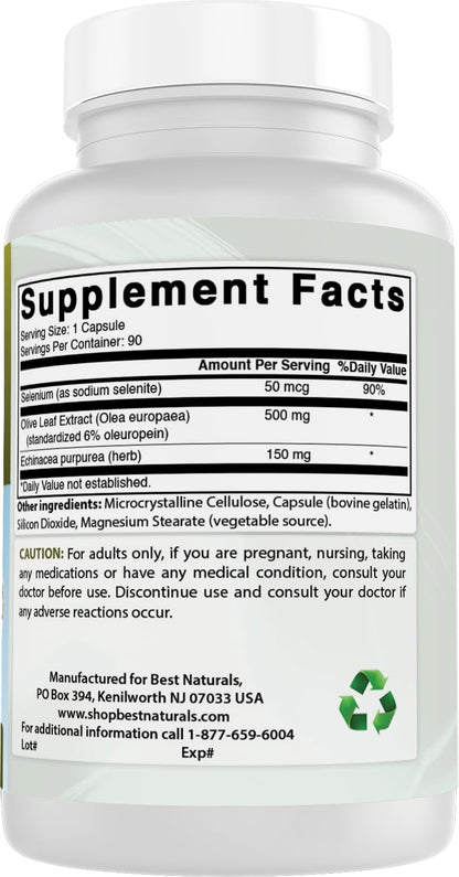 Best Naturals 700mg Olive Leaf Extract bottle with cap
