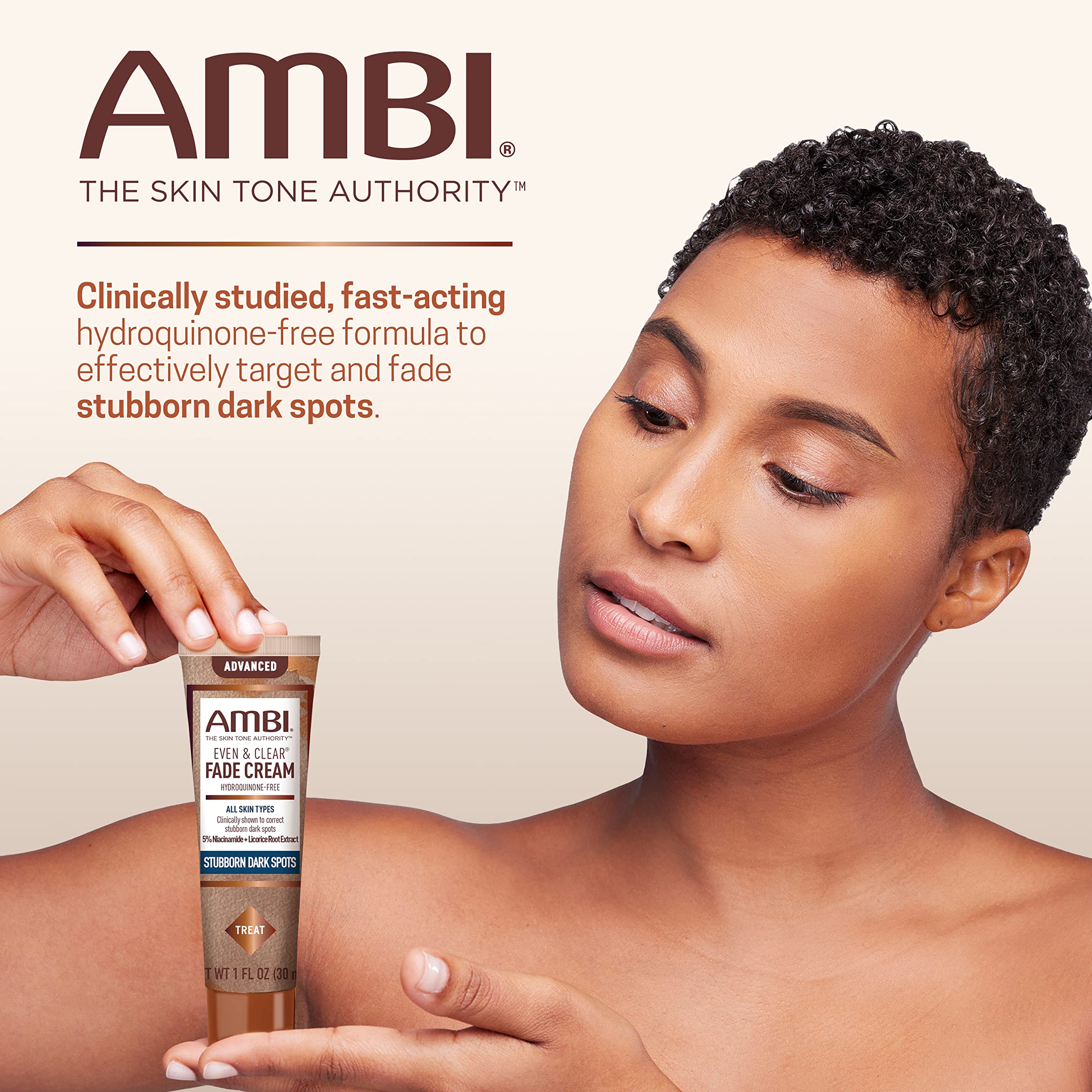 Ambi hyperpigmentation treatment tube showing product details and directions