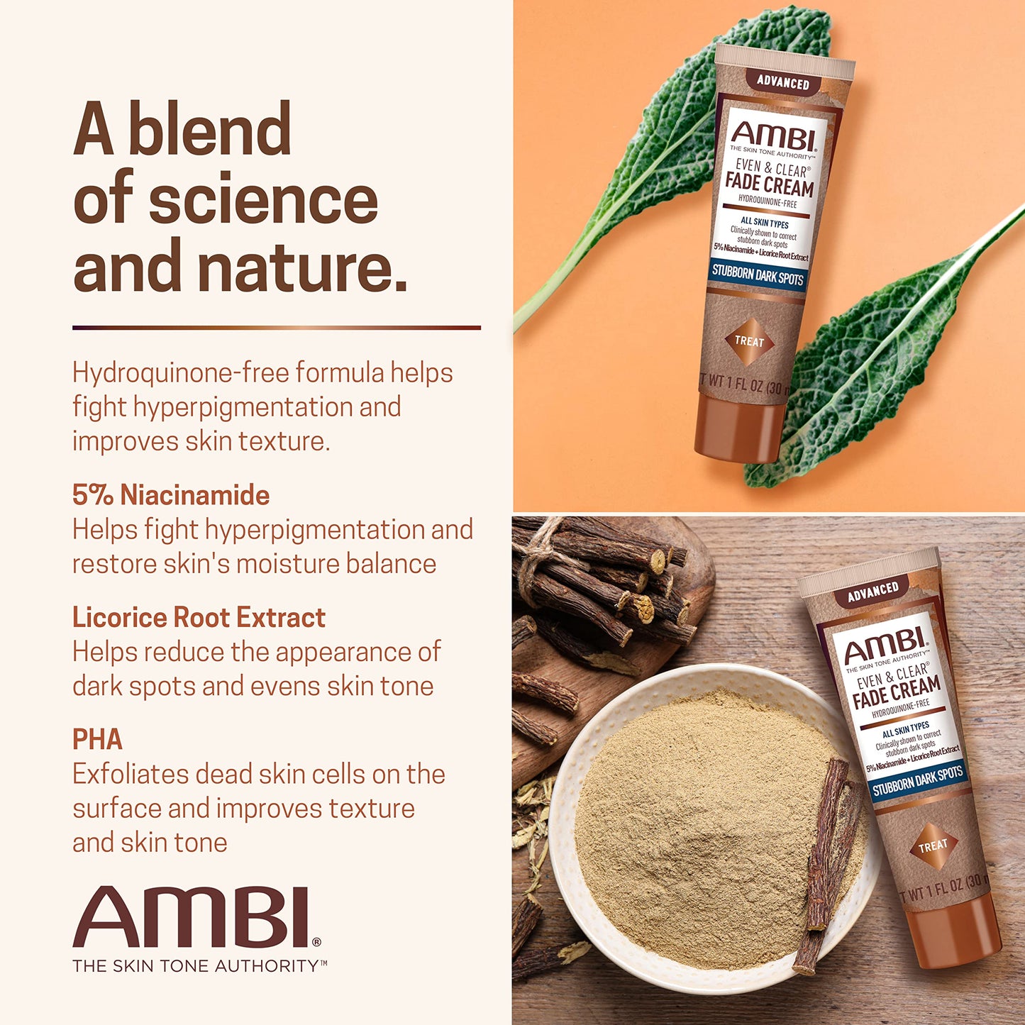 Ambi Even and Clear dark spot corrector with niacinamide and licorice root extract