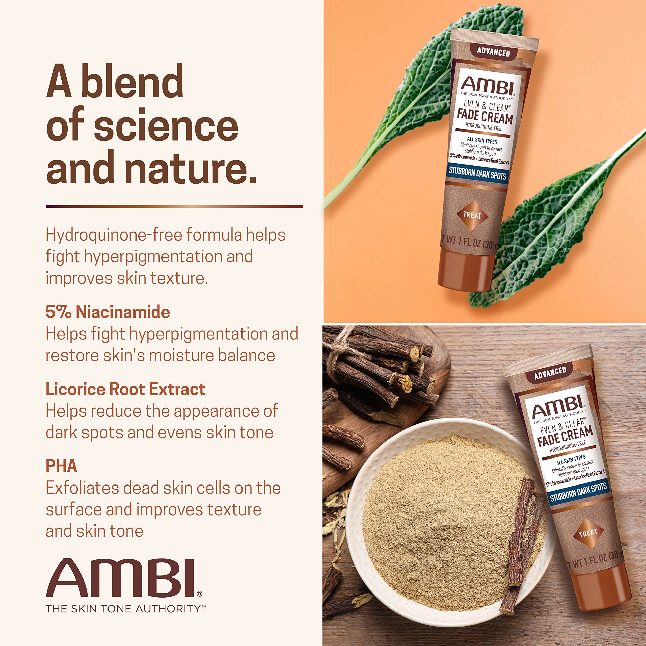 Ambi Even and Clear dark spot corrector with niacinamide and licorice root extract